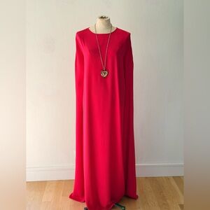 Mango Hot Pink Slit Cape Dress